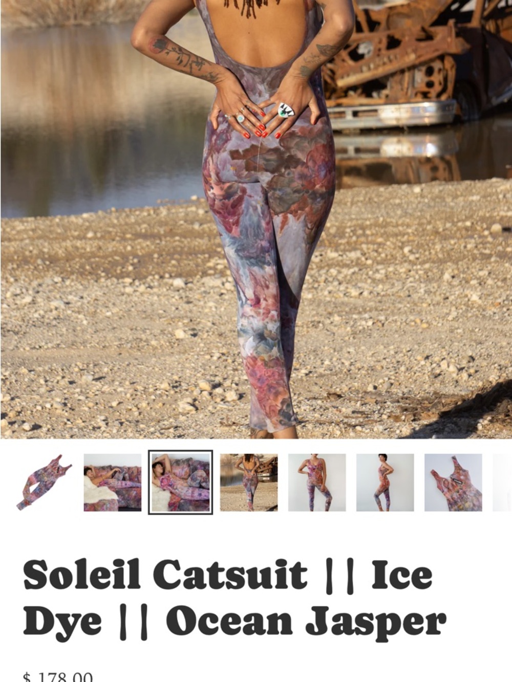 Soleil Catsuit Jumpsuit - Ice Dye Ocean Jasper - Picture 4 of 14